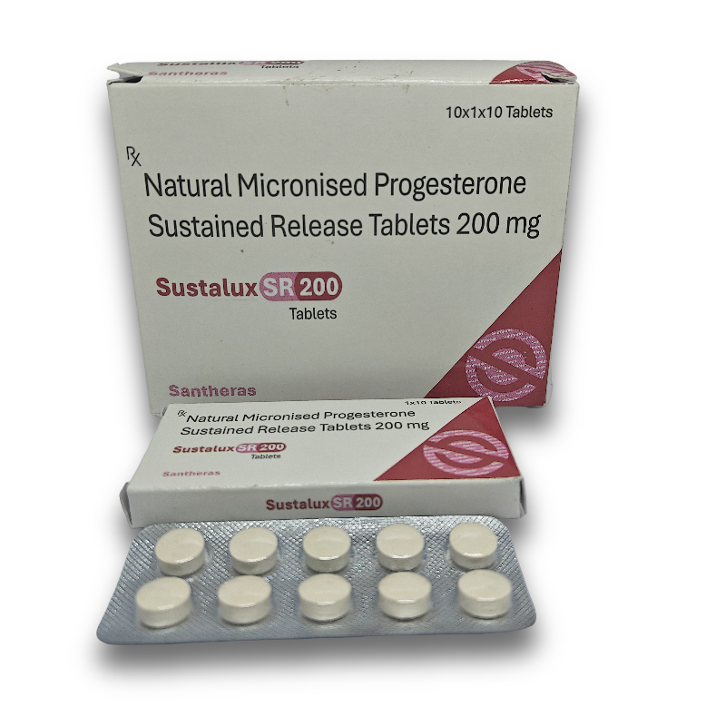 Sustalux 200 SR Natural Micronised Progesterone 200 mg sustained-release tablets for pregnancy and luteal phase support.